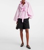 Iconic bow-detail ruffled cotton blouse