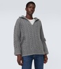 Cable-knit virgin wool hoodie