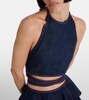 Halterneck denim crop top