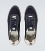 Leather-trimmed suede sneakers