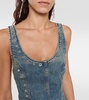 Embellished denim midi dress