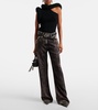 Asymmetric knitted wool-blend top