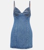 Crystal-embellished denim minidress