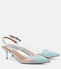 Le Cœur patent leather and PU slingback pumps