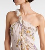 Floral silk creponne maxi dress