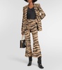 Tiger-print wool-blend flared pants