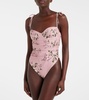Rábano Wisteria ruched floral swimsuit 