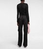 Low-rise satin cargo pants