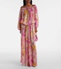 Floral off-shoulder georgette gown