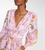 Embellished floral linen maxi dress