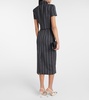 Pinstripe cropped wool-blend jacket
