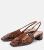 Ginza 35 snake-effect leather slingback pumps