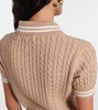 Cable-knit cropped cotton polo shirt