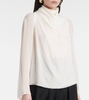 Cara draped high-neck silk top