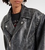 Distressed leather jacket