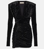 Gathered velvet minidress