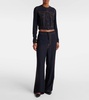 Tailored wool-blend georgette wide-leg pants
