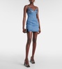 Crystal-embellished denim minidress