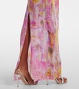 Floral-appliqué printed jersey maxi dress