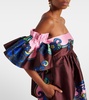 Floral off-shoulder satin maxi dress 