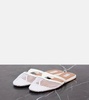 Infradito fishnet leather-trimmed mules