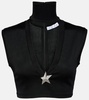 Star Stud ribbed-knit crop top