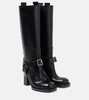 Stirrup leather knee-high boots