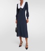 Collared silk-blend midi dress