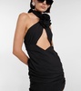 Cutout silk-blend minidress