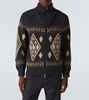 Cashmere jacquard zip-up cardigan