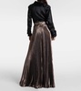 Elegante Panteon silk-blend lamé wide-leg pants