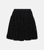 High-rise wool-blend open-knit miniskirt