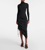 Draped wool turtleneck dress