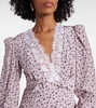 Floral lace-trimmed silk midi dress