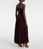 Strapless gathered jersey maxi dress