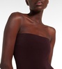 Strapless gathered jersey maxi dress