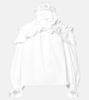 Floral halterneck cotton-blend top