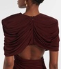 Draped open-back satin gown