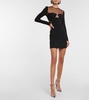 Mesh-paneled crêpe minidress