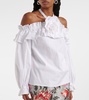 Floral halterneck cotton-blend top