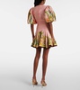 Papaya linen-blend minidress