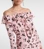 Floral off-shoulder silk midi dress