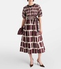 Printed cotton poplin midi dress