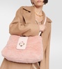 Cuscino leather-trimmed teddy clutch