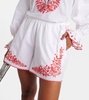 Hearts embroidered cotton shorts