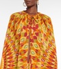 Printed cotton and silk beach cover-up