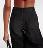 Crystal-embellished wide-leg jeans