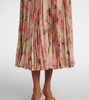 Floral plissé georgette midi dress