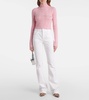 Chain-detail high-rise bootcut jeans