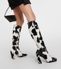 Marine calf hair knee-high boots
